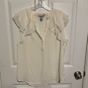 H&M Cream Ruffle Sleeve Blouse
